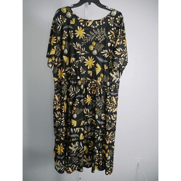 White Mark Women's Floral Short Sleeve Knee Length Dress 3XL - Picture 4 of 9